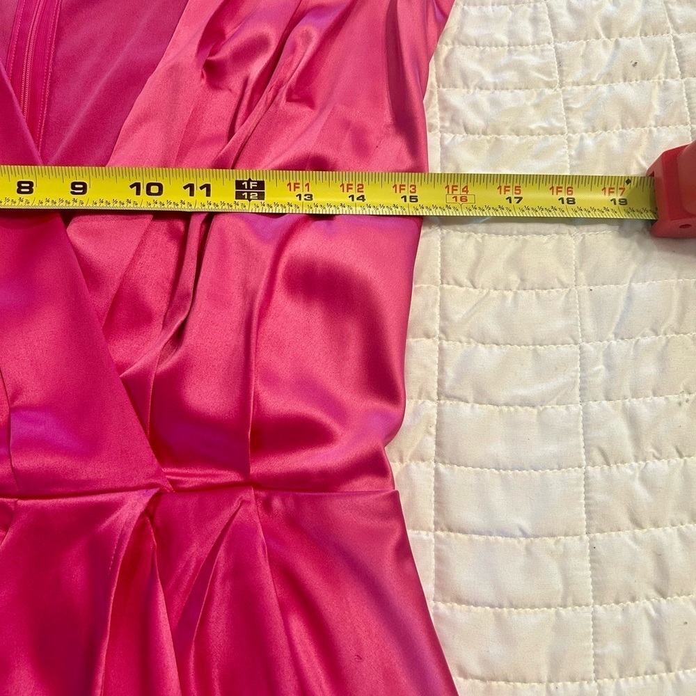 Vibrant Hot Pink Satin Wrap Mini Dress – NWT Size M ✨ - Picture 4 of 8